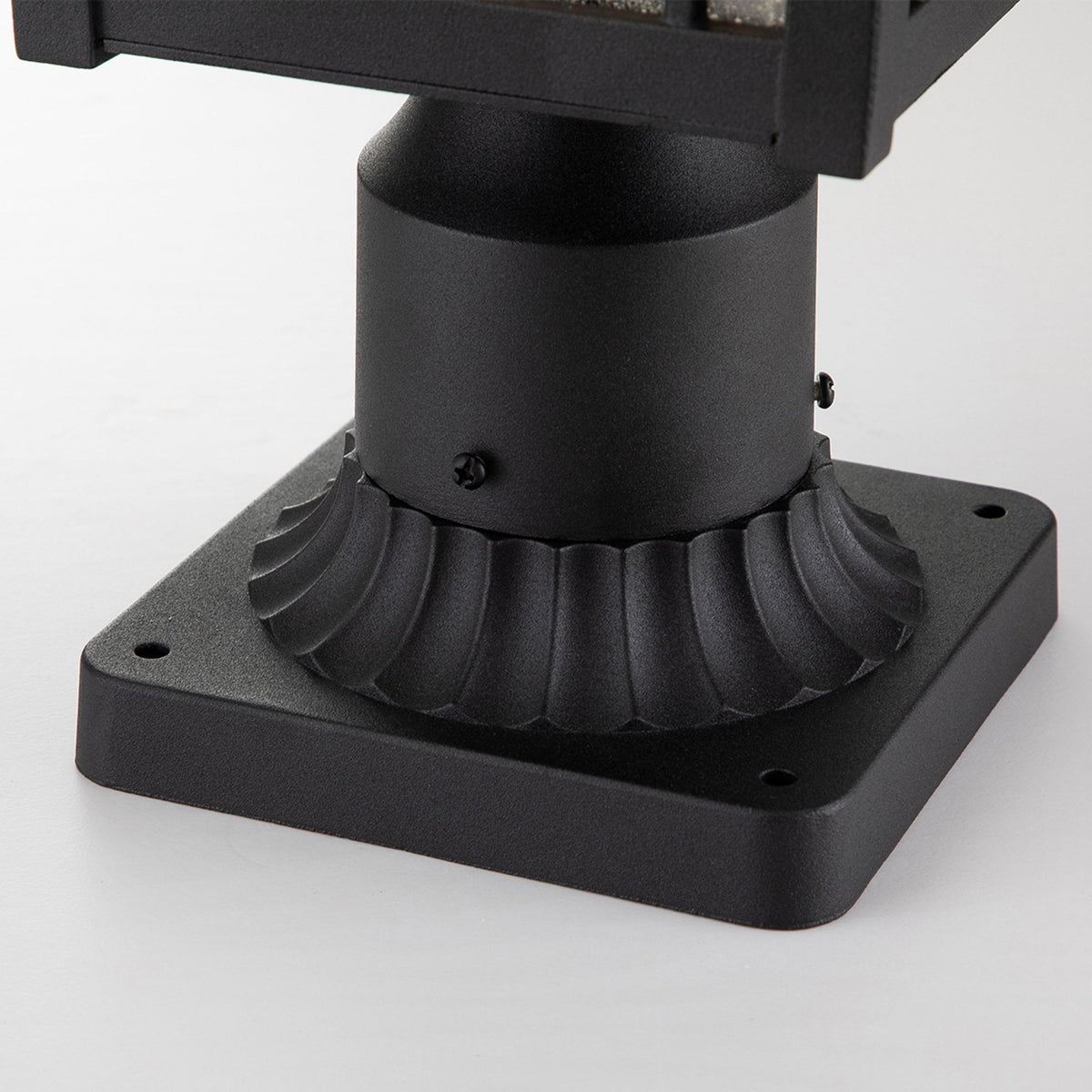 Cedar Point Medium IP44 Pedestal Lantern in Black with Seeded Glass