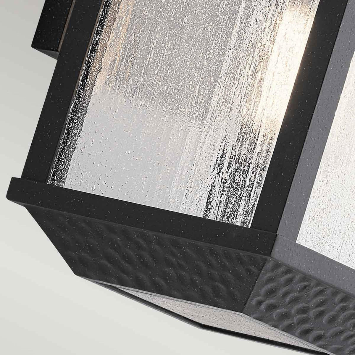 Springfield IP44 Small Exterior Wall Light in Distressed Black with Seeded Glass