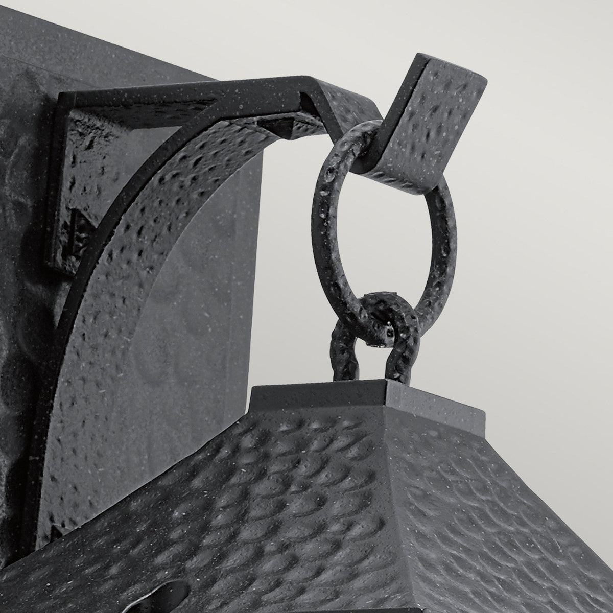 Springfield IP44 Medium Exterior Wall Light in Distressed Black with Seeded Glass