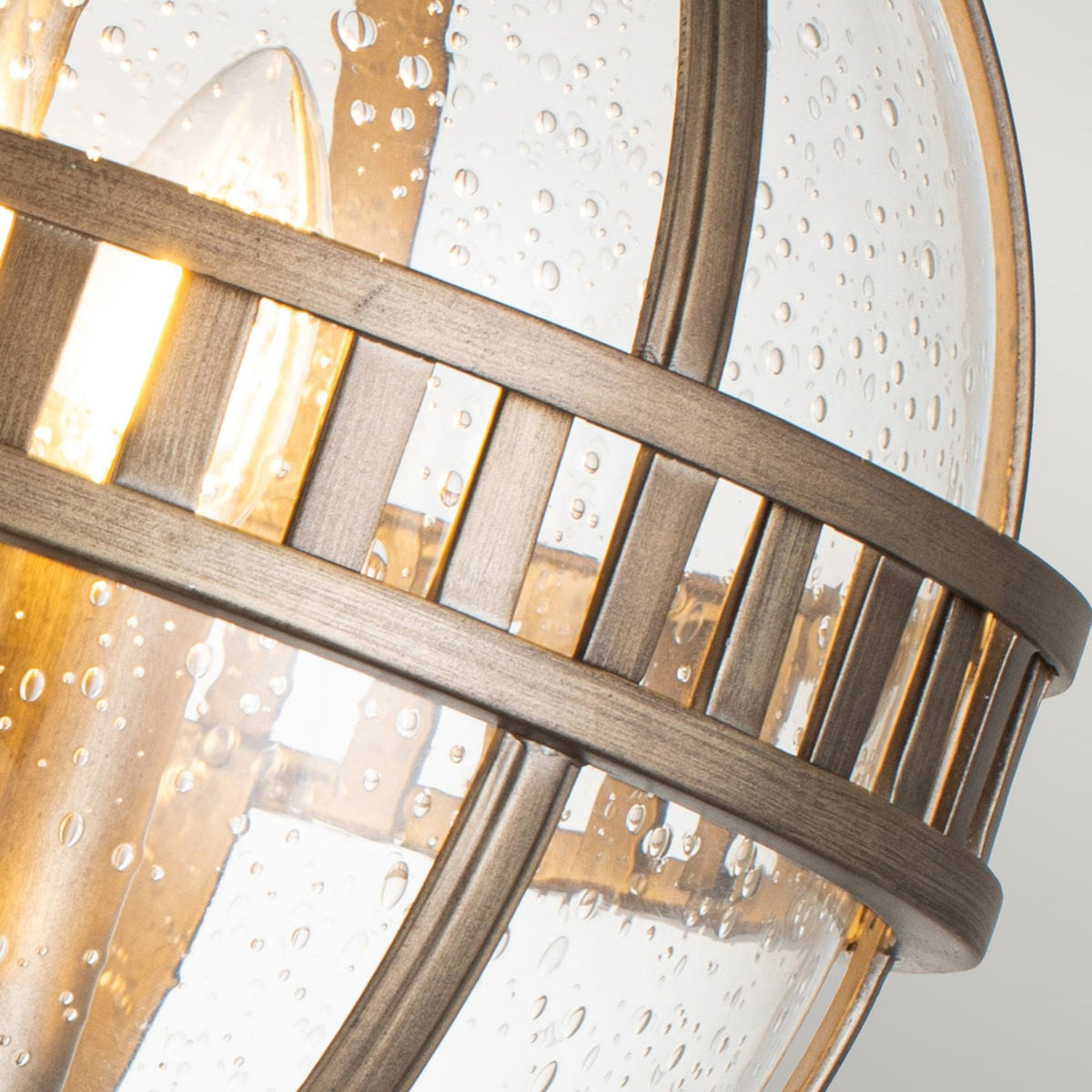 Halleron 3 Light Outdoor Pedestal Lantern in Burnished Bronze