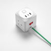 Decorative Triple Socket and USB 2m Extension Lead in White & Green