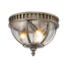 Halleron 3 Light Outdoor Ceiling Flush Fitting in Burnished Bronze