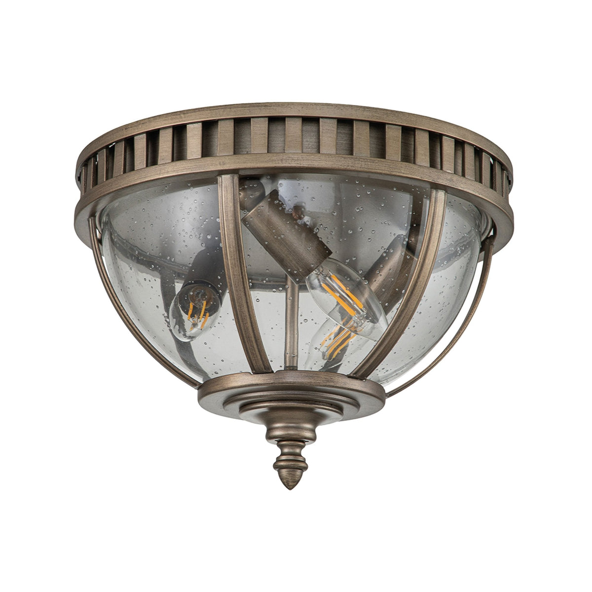 Halleron 3 Light Outdoor Ceiling Flush Fitting in Burnished Bronze