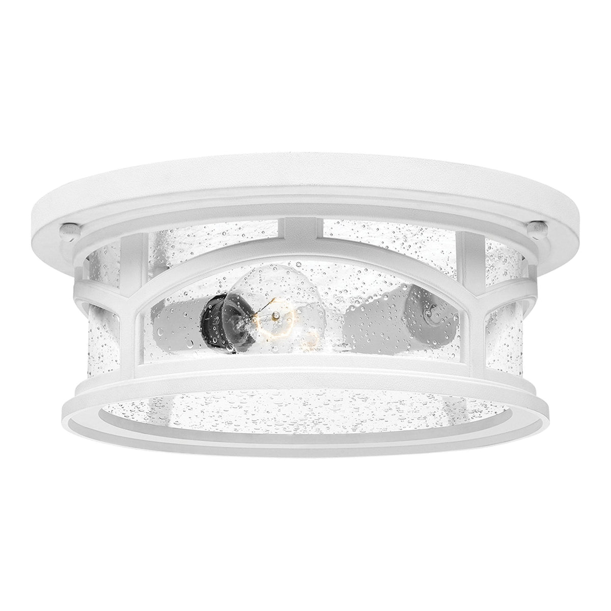 Marblehead Coastal Flush Mount Ceiling Light in White with Seeded Glass