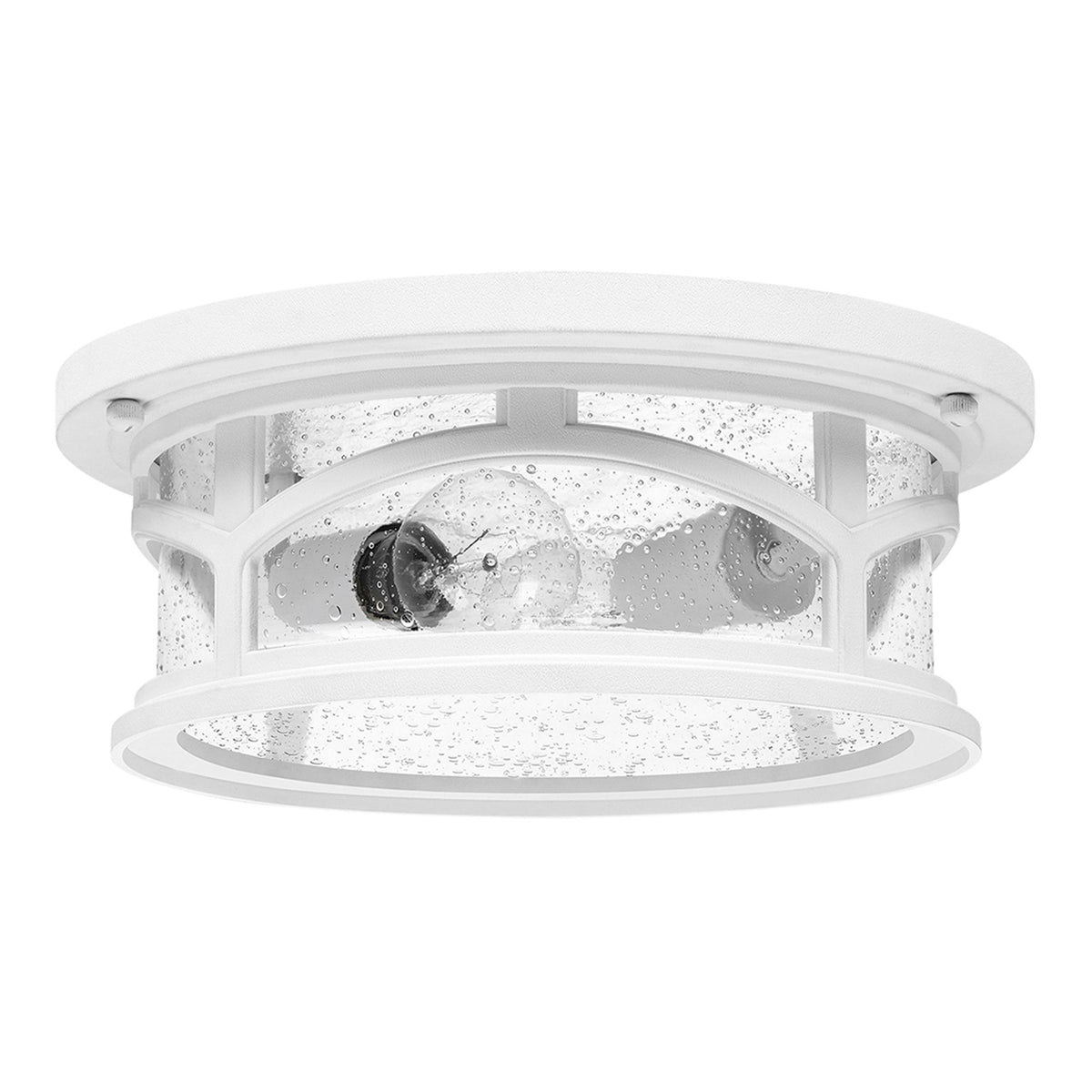 Marblehead Coastal Flush Mount Ceiling Light in White with Seeded Glass