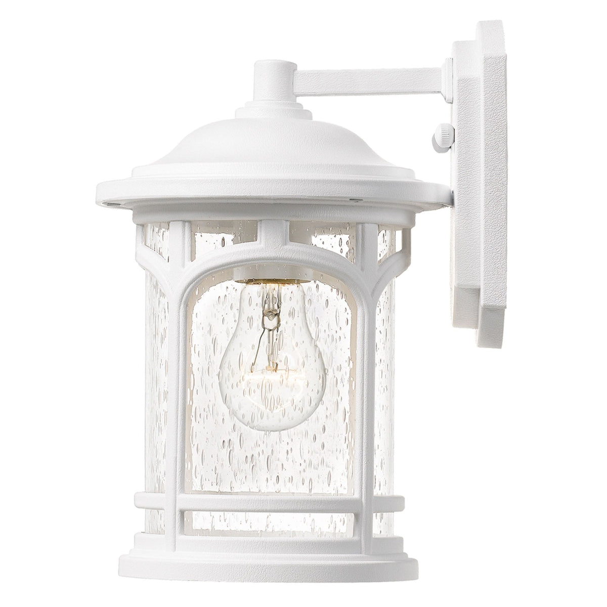 Marblehead Coastal Small Wall Light in White with Seeded Glass