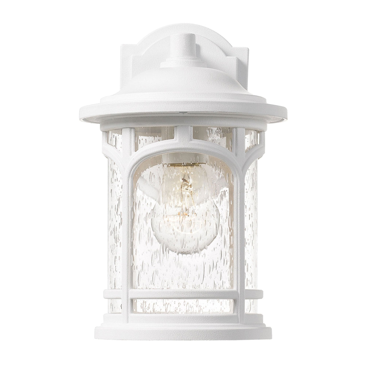 Marblehead Coastal Small Wall Light in White with Seeded Glass