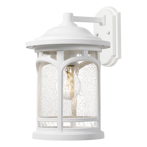 Marblehead Coastal Medium Wall Light in White with Seeded Glass