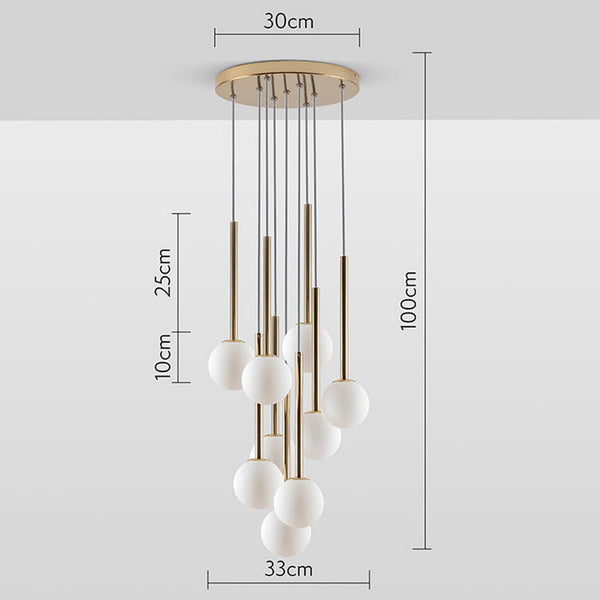 Alyssa Nine Drop G9 Cluster Pendant in Brass