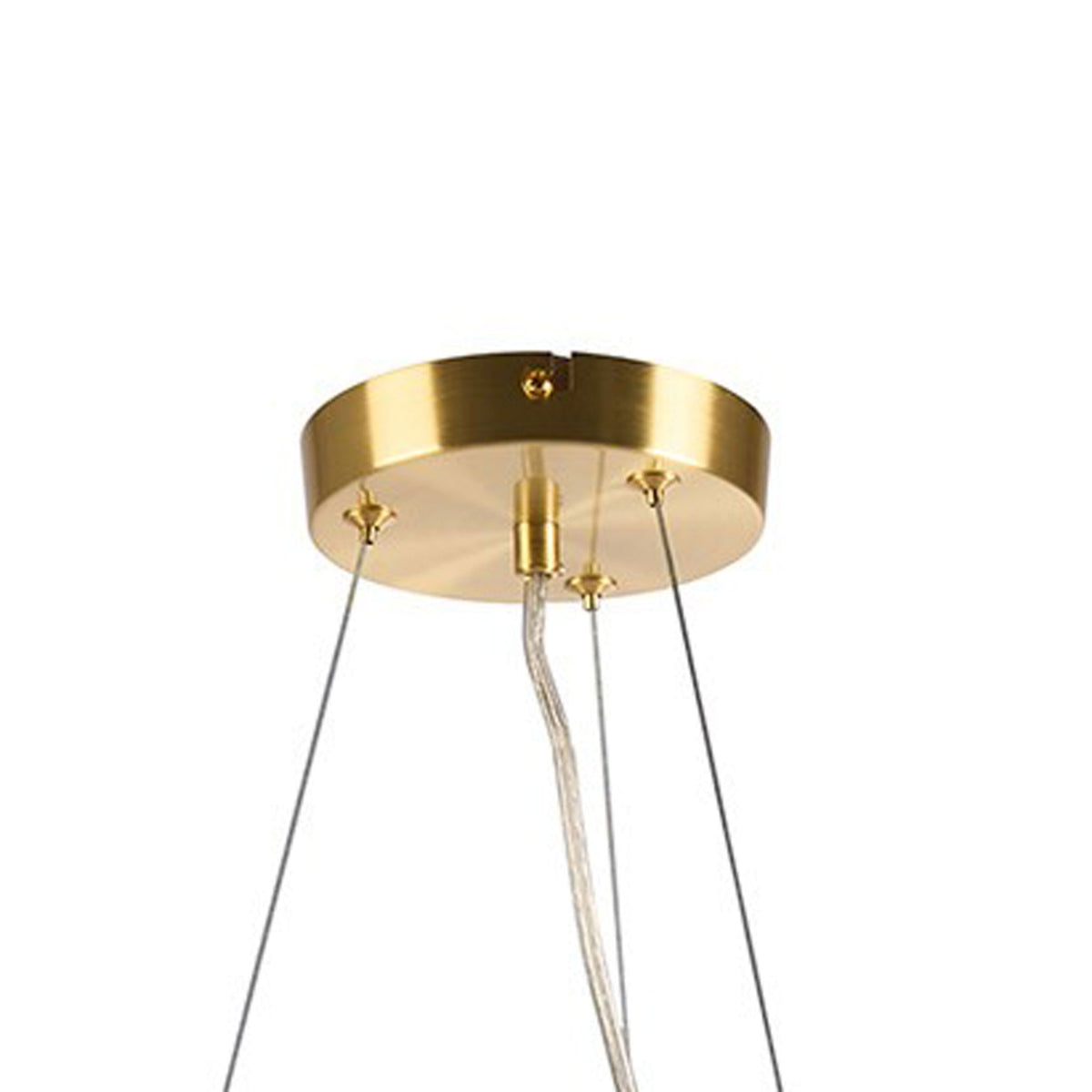 Shute 16lt Circular Pendant in Satin Gold & Iridescent Glass