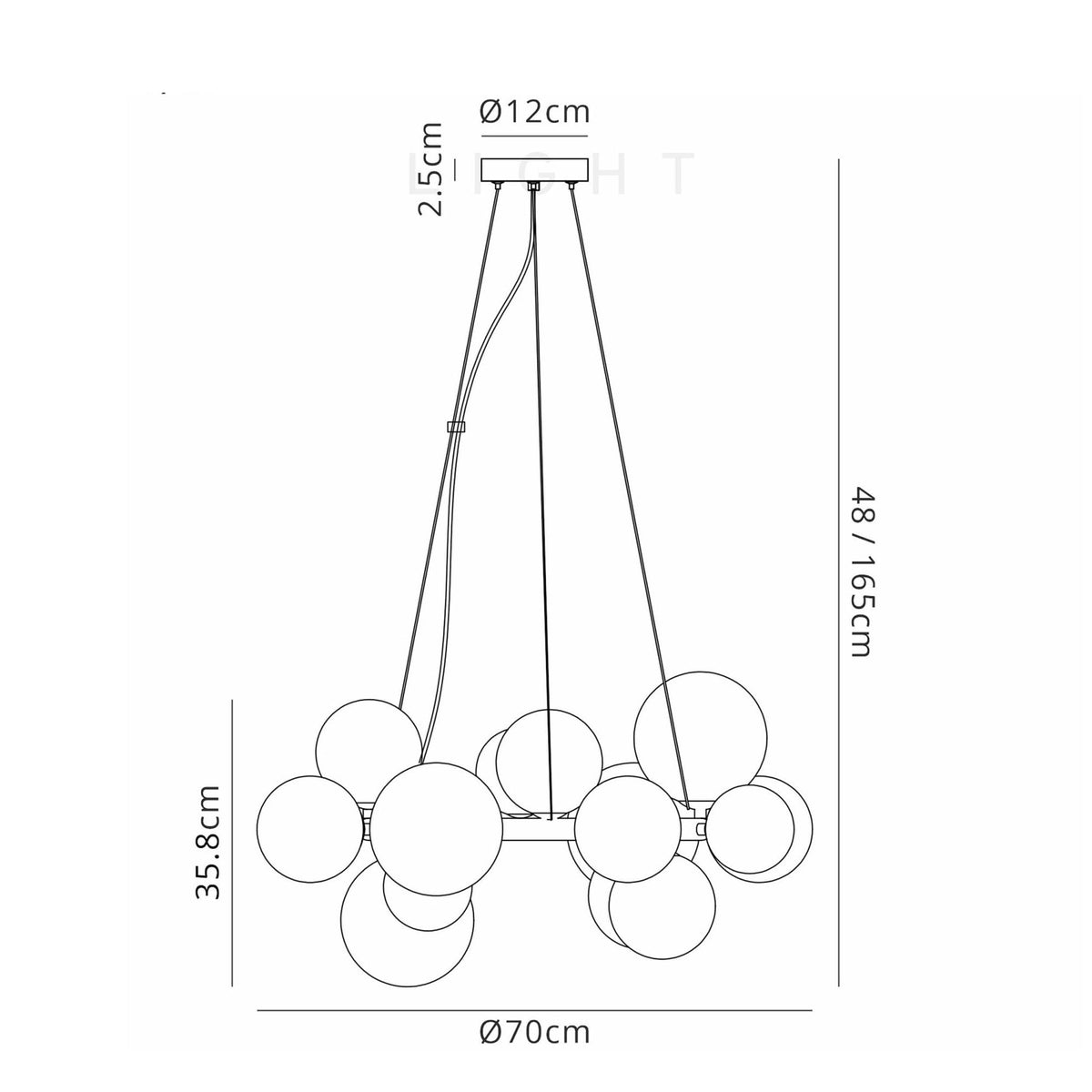 Shute 16lt Circular Pendant in Satin Gold & Iridescent Glass