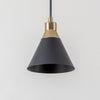 Cone Pendant Light in Charcoal Grey & Brass