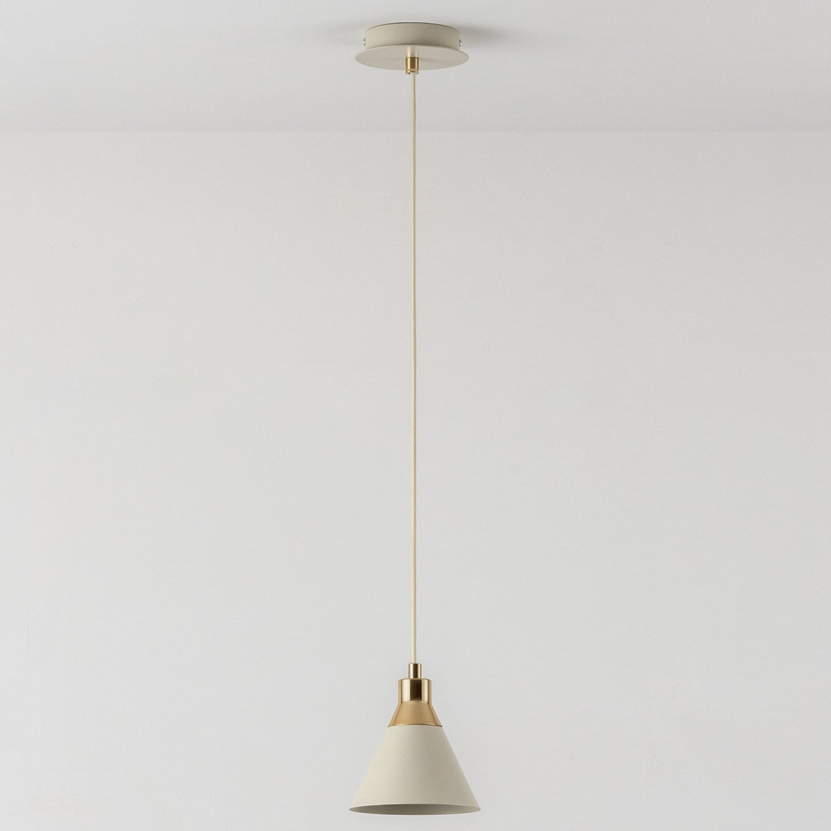Cone Pendant Light in Sand & Brass