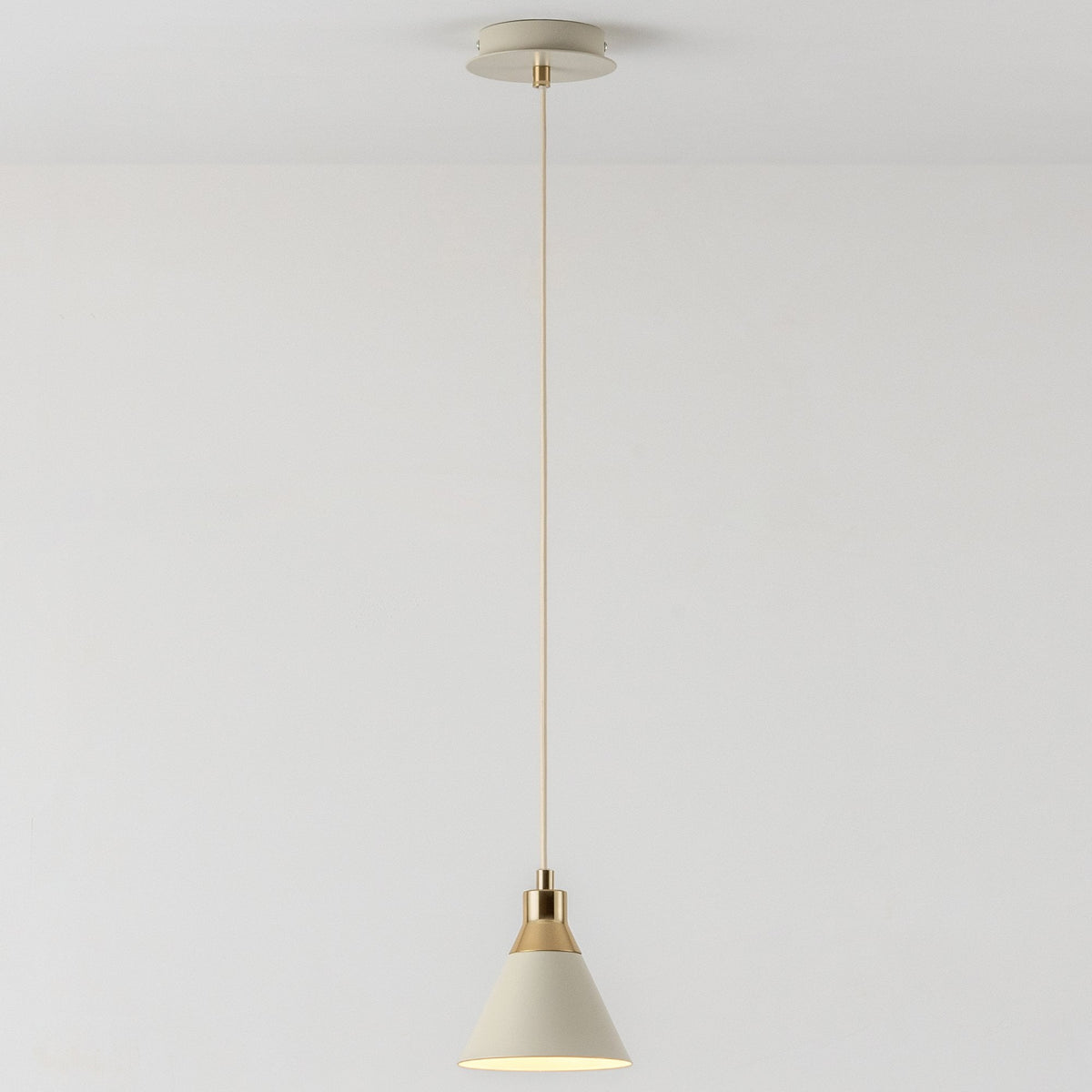 Cone Pendant Light in Sand & Brass
