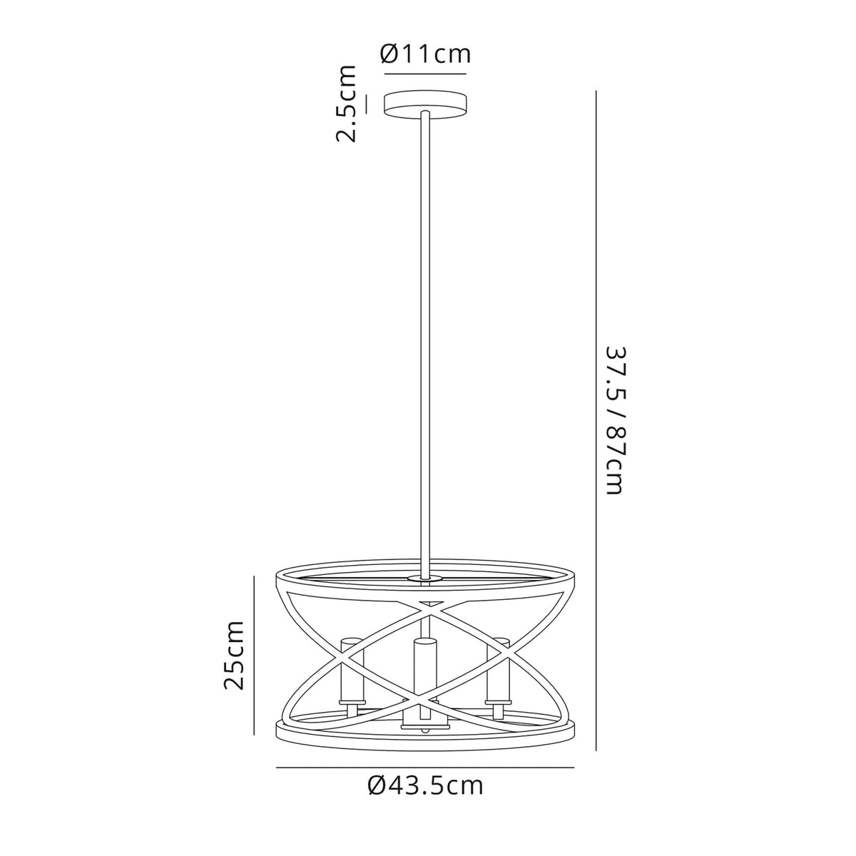 Buckfast Pendant in Black & Satin Nickel