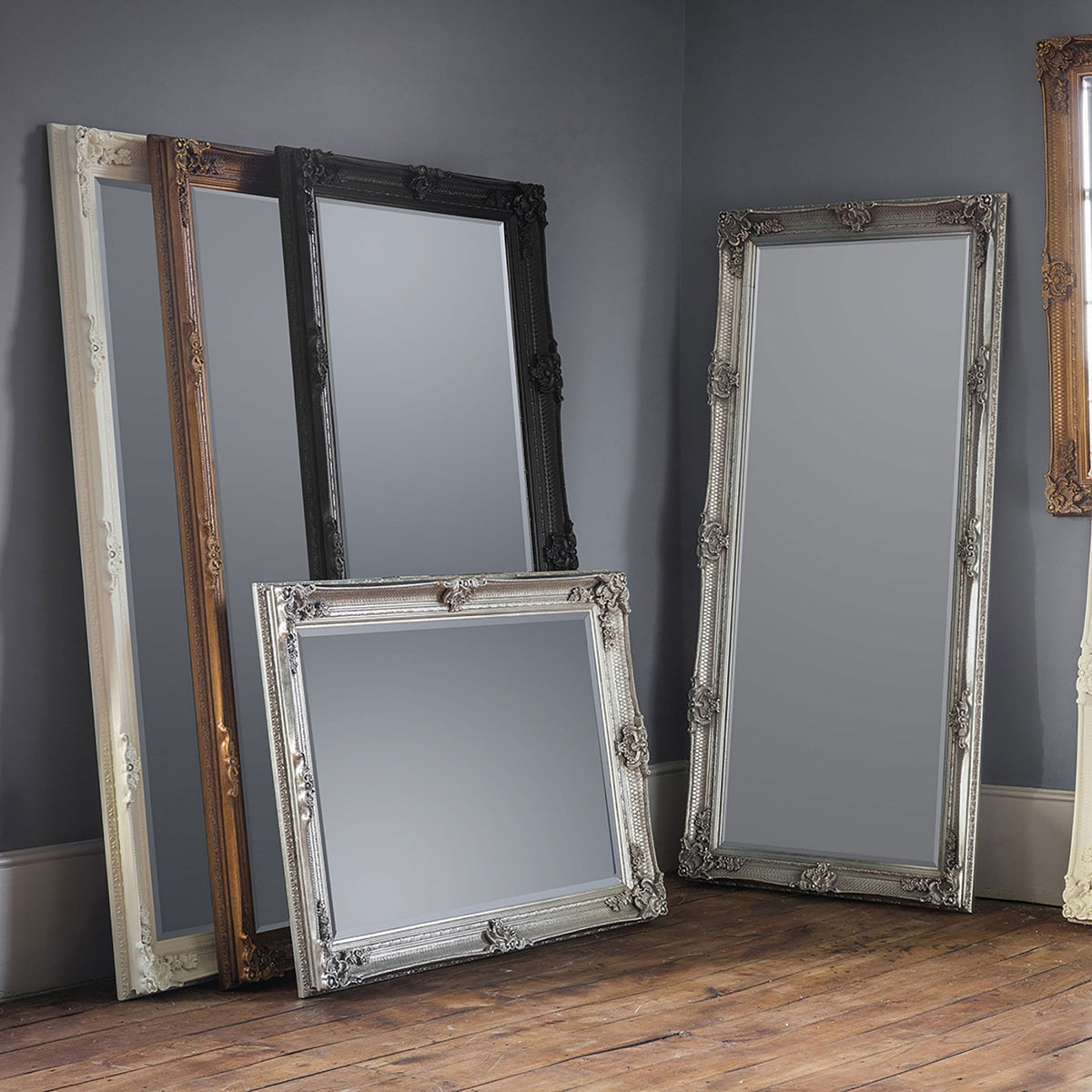 Bucklebury Black Wood Rectangle Leaner Mirror