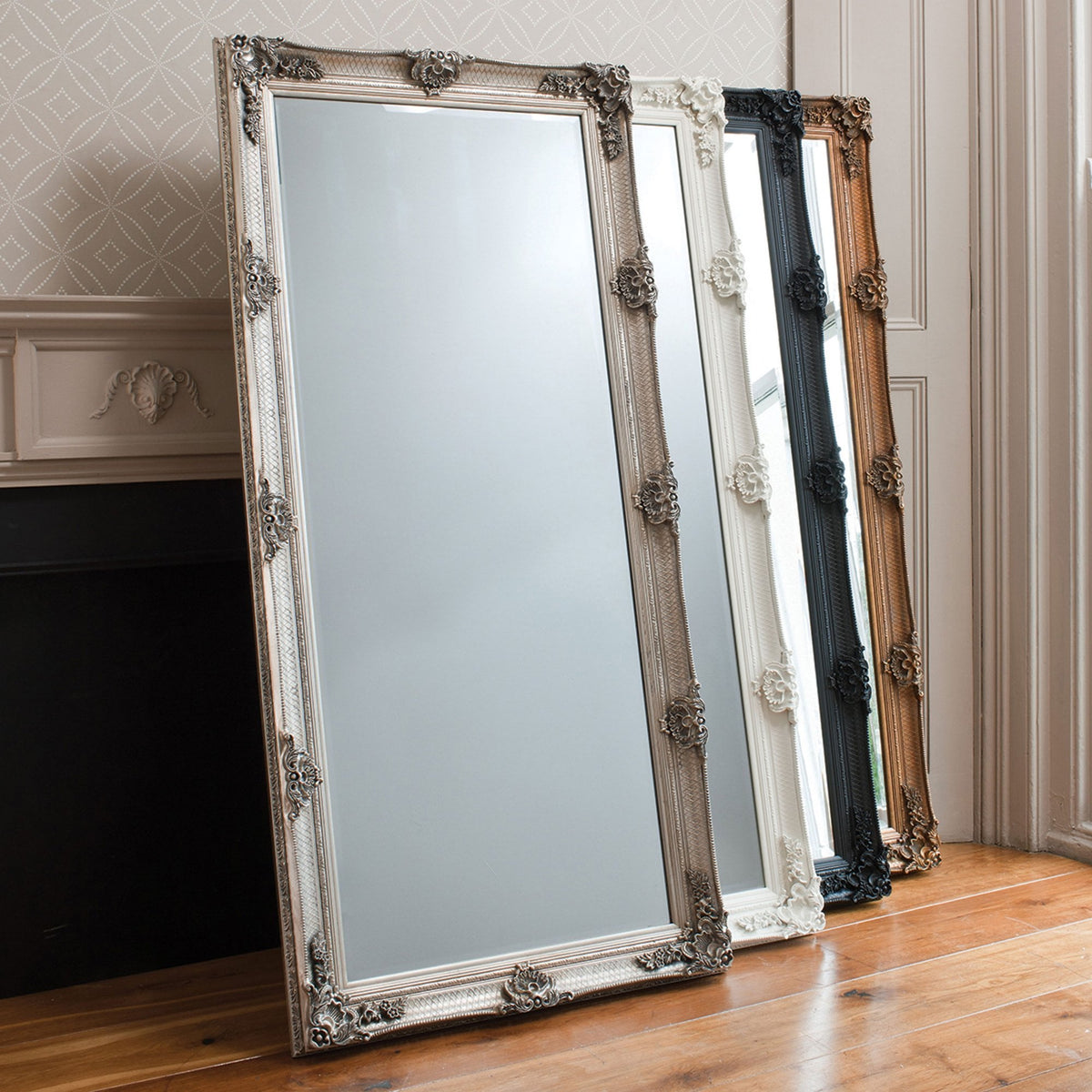 Bucklebury Black Wood Rectangle Leaner Mirror
