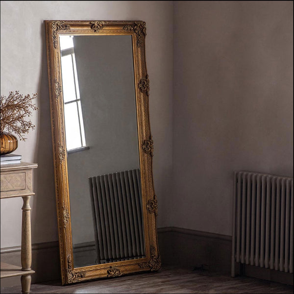 Bucklebury Aged Gold Wood Rectangle Leaner Mirror