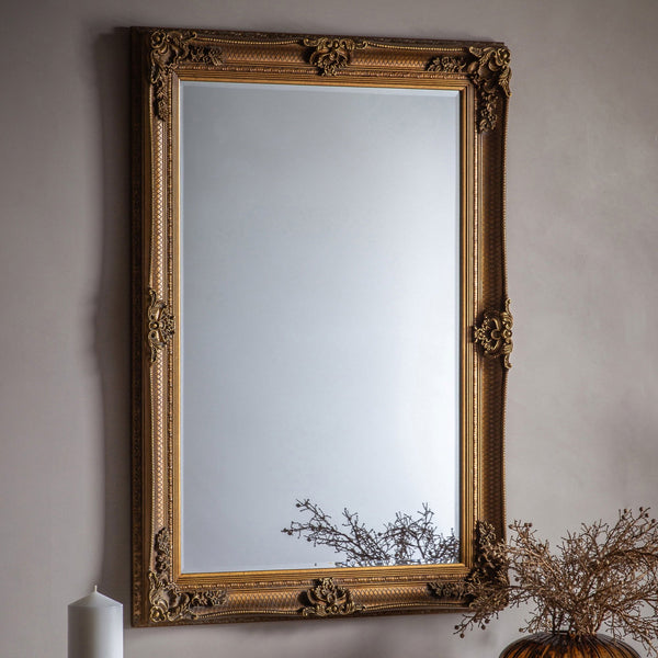 Bucklebury Aged Gold Wood Rectangle Wall Mirror