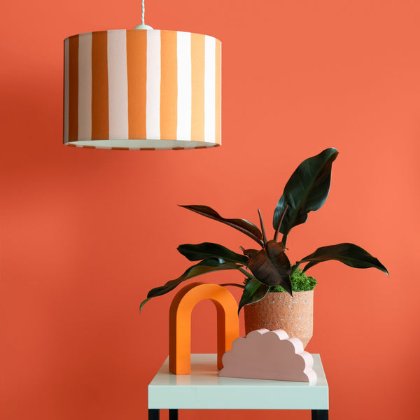 Striped 350mm Drum Shade in Pink & Orange