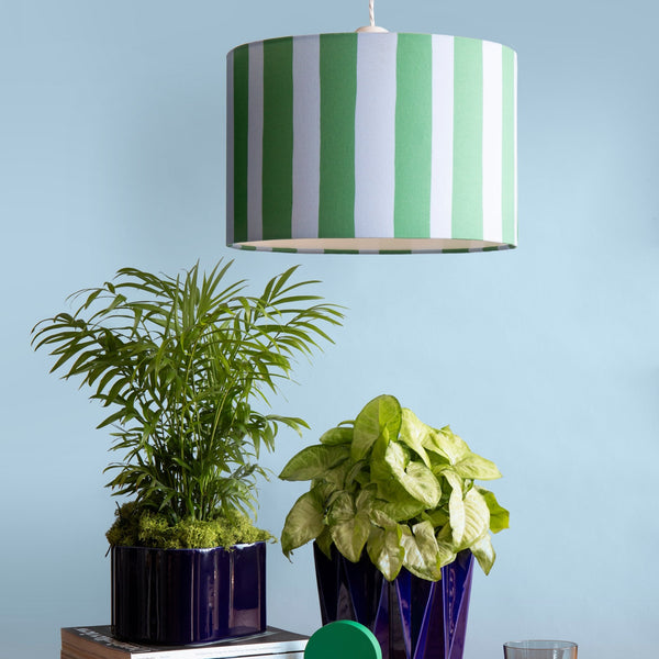 Striped 350mm Drum Shade in Blue & Green