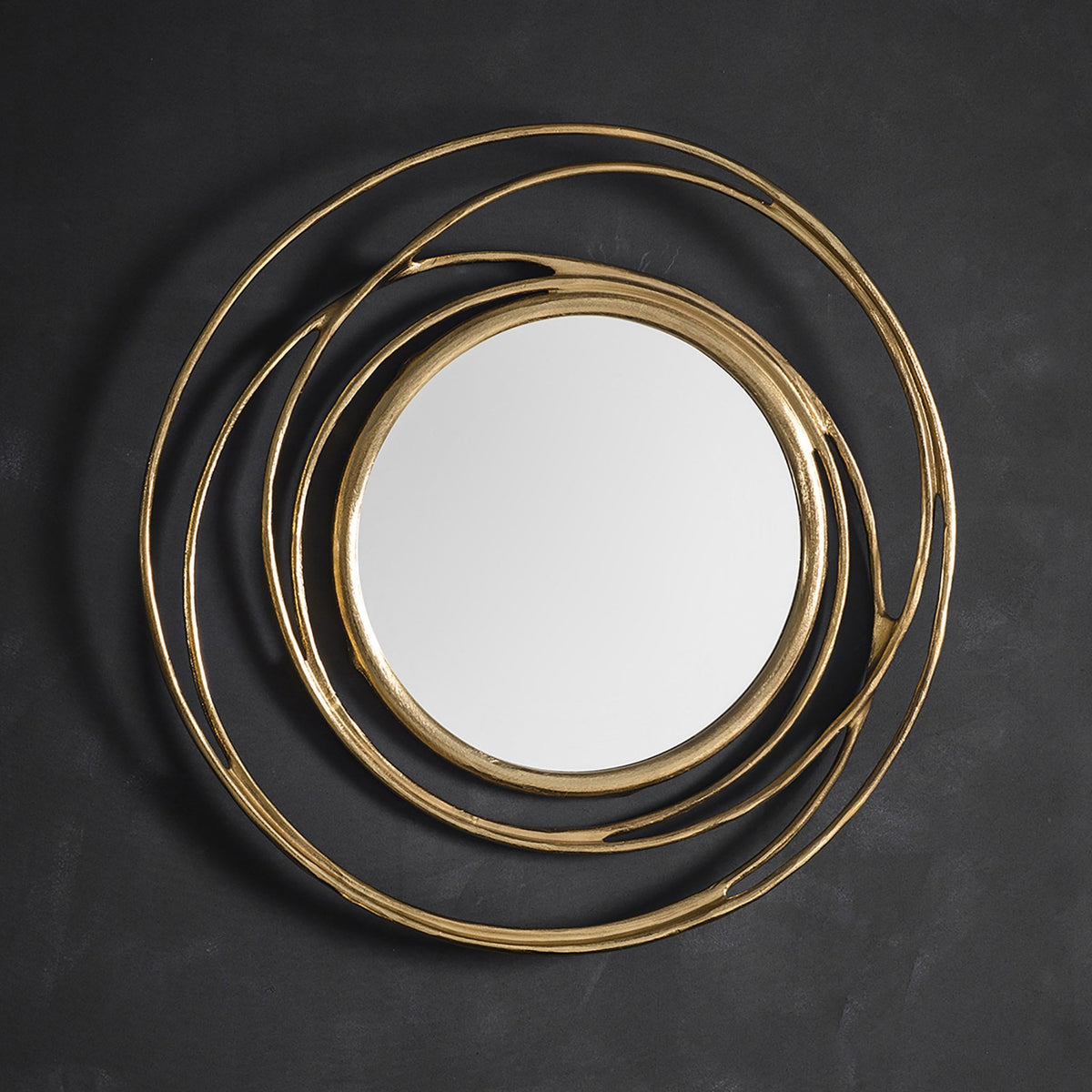 Sonning Satin Gold Decorative Round Wall Mirror
