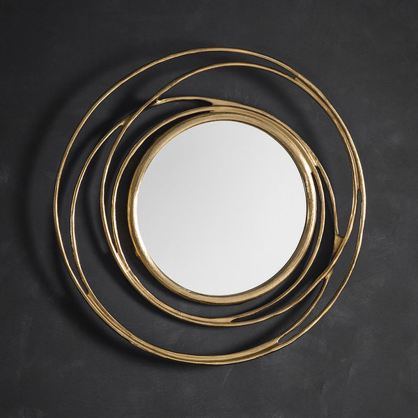 Sonning Satin Gold Decorative Round Wall Mirror