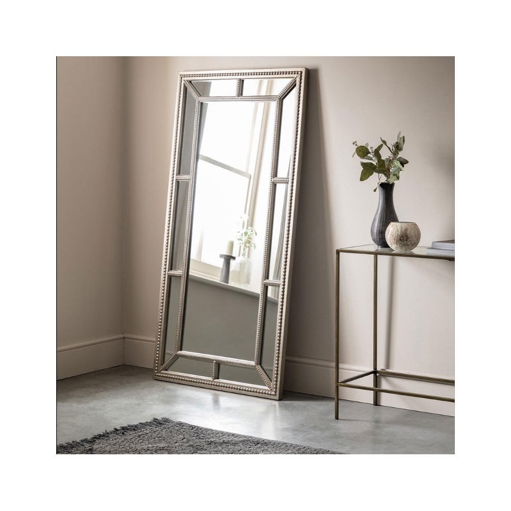 Frilsham Aged Pewter with Beading Detail Leaner Mirror