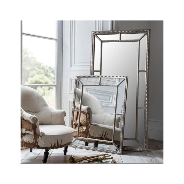 Frilsham Aged Pewter with Beading Detail Rectangle Wall Mirror