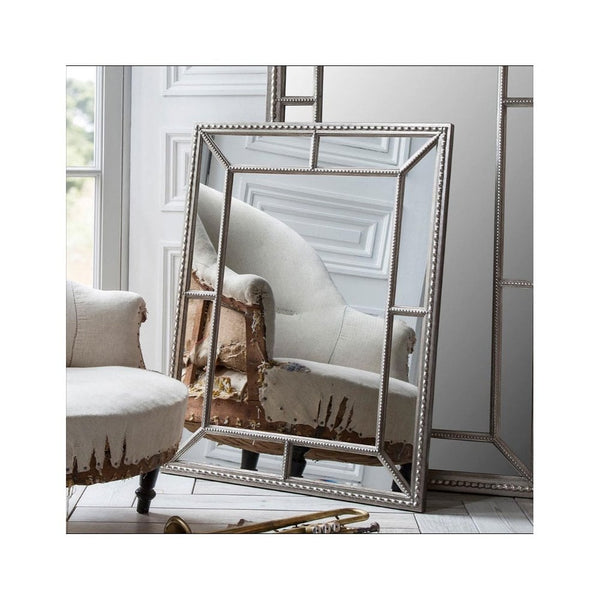 Frilsham Aged Pewter with Beading Detail Rectangle Wall Mirror