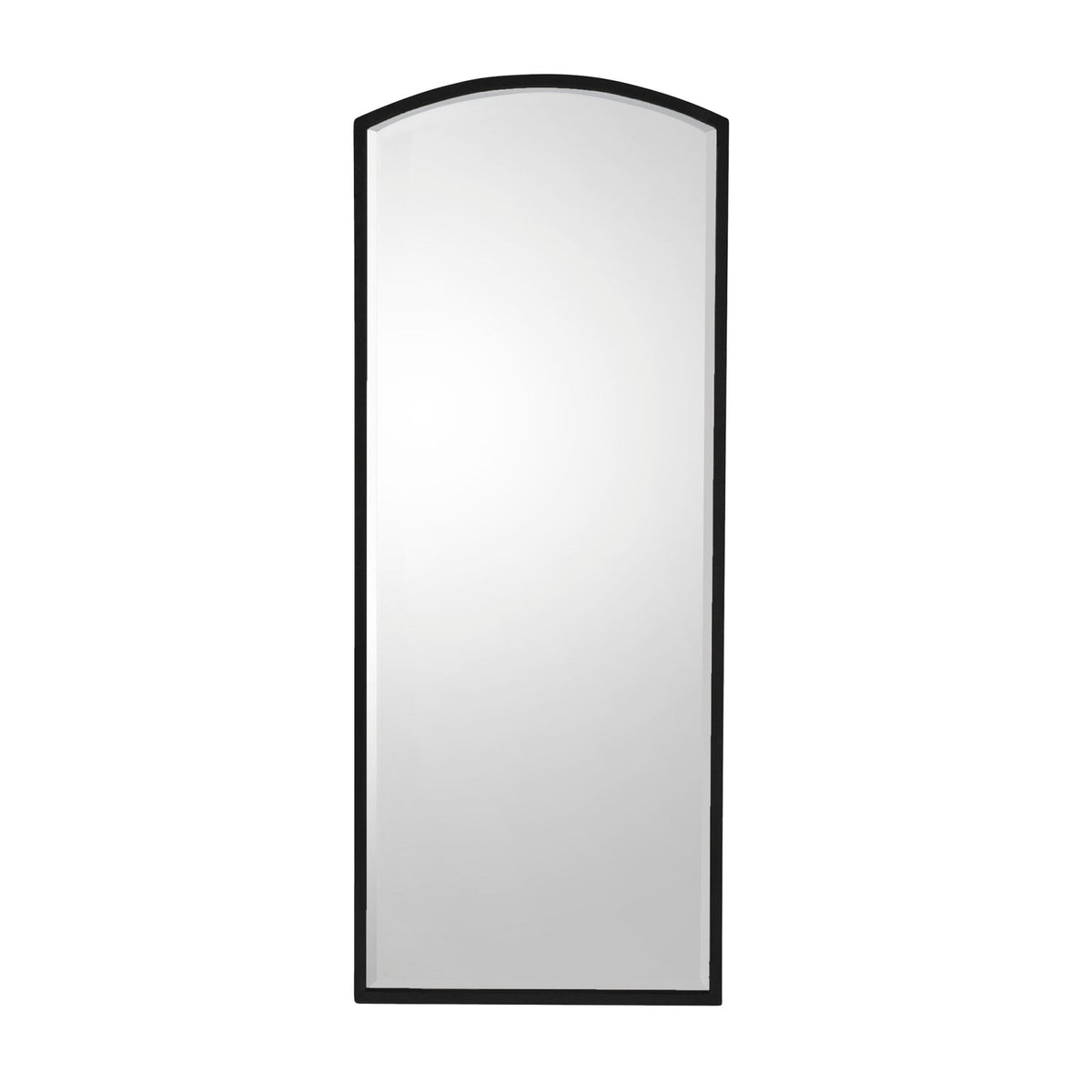 Winkfield Aged Black Finished Metal Frame Tall Arch Wall Mirror