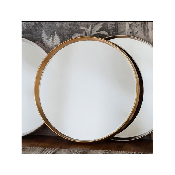 Kintbury Aged Gold Finished Wood Framed Round Wall Mirror