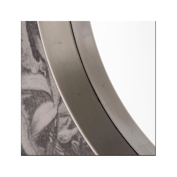 Kintbury Aged Silver Finished Wood Framed Round Wall Mirror