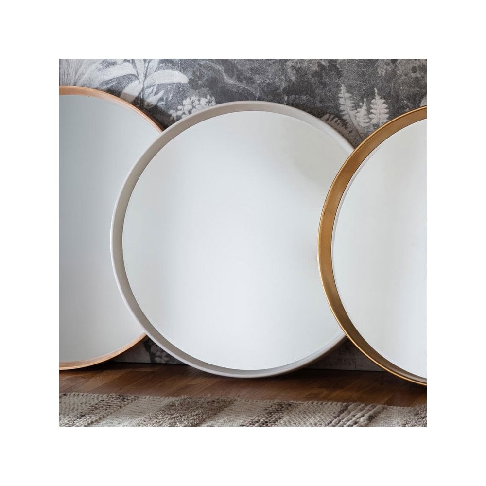 Kintbury Matt White Finished Wood Framed Round Wall Mirror