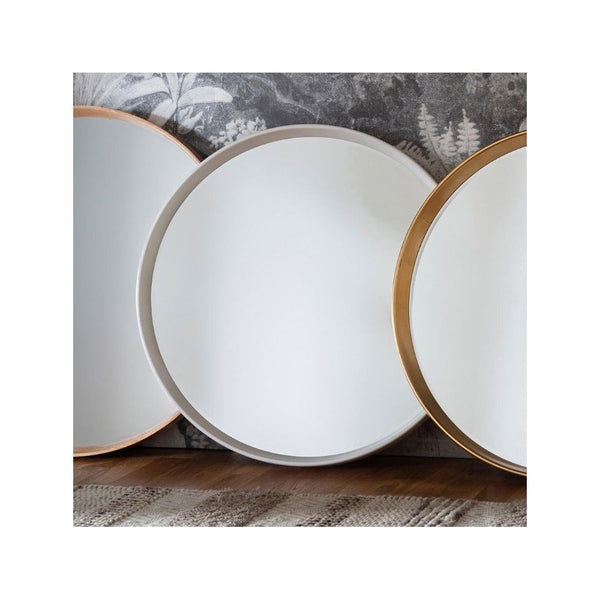 Kintbury Matt White Finished Wood Framed Round Wall Mirror