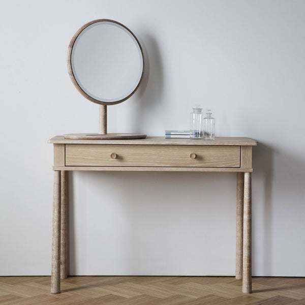 Rushcombe Table Top Mirror in Natural Oak with Inset Vanity Tray