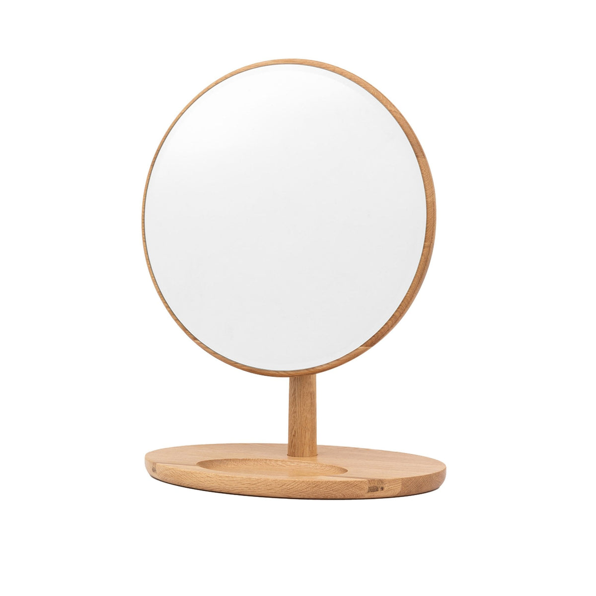Rushcombe Table Top Mirror in Natural Oak with Inset Vanity Tray