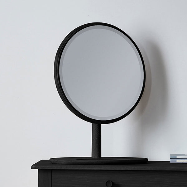 Rushcombe Table Top Mirror in Black Stained Oak with Inset Vanity Tray