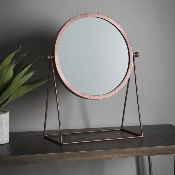 Colnbrook Adjustable Table Top Mirror in Aged Copper
