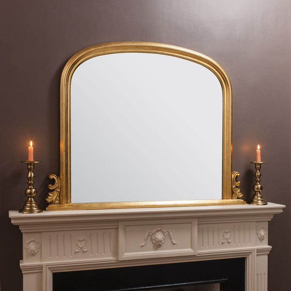 Pangbourne Gold Leaf Arch Framed Over Mantel Mirror