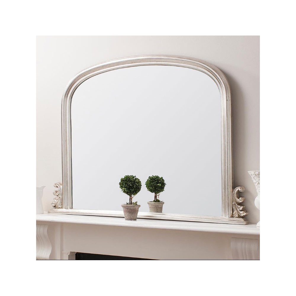 Pangbourne Silver Leaf Arch Framed Over Mantel Mirror