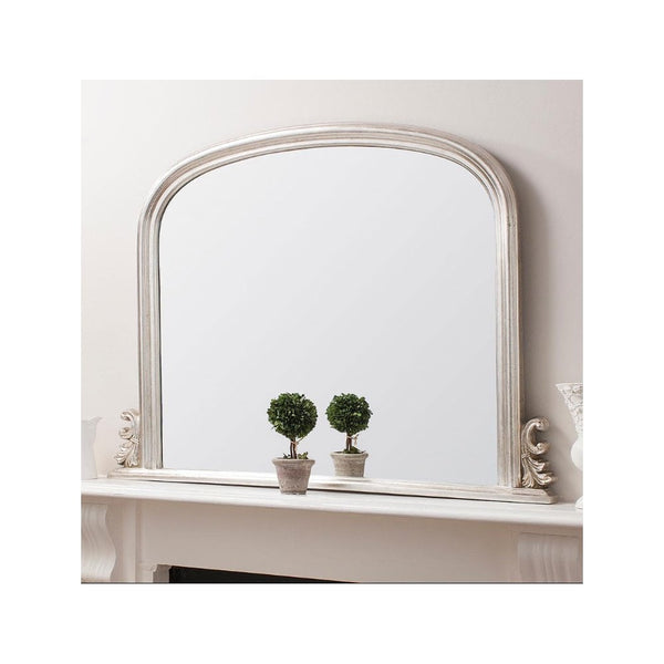 Pangbourne Silver Leaf Arch Framed Over Mantel Mirror