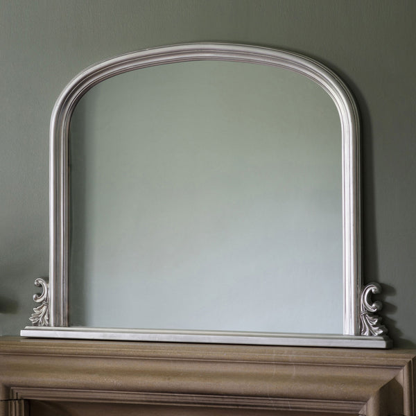 Pangbourne Silver Leaf Arch Framed Over Mantel Mirror
