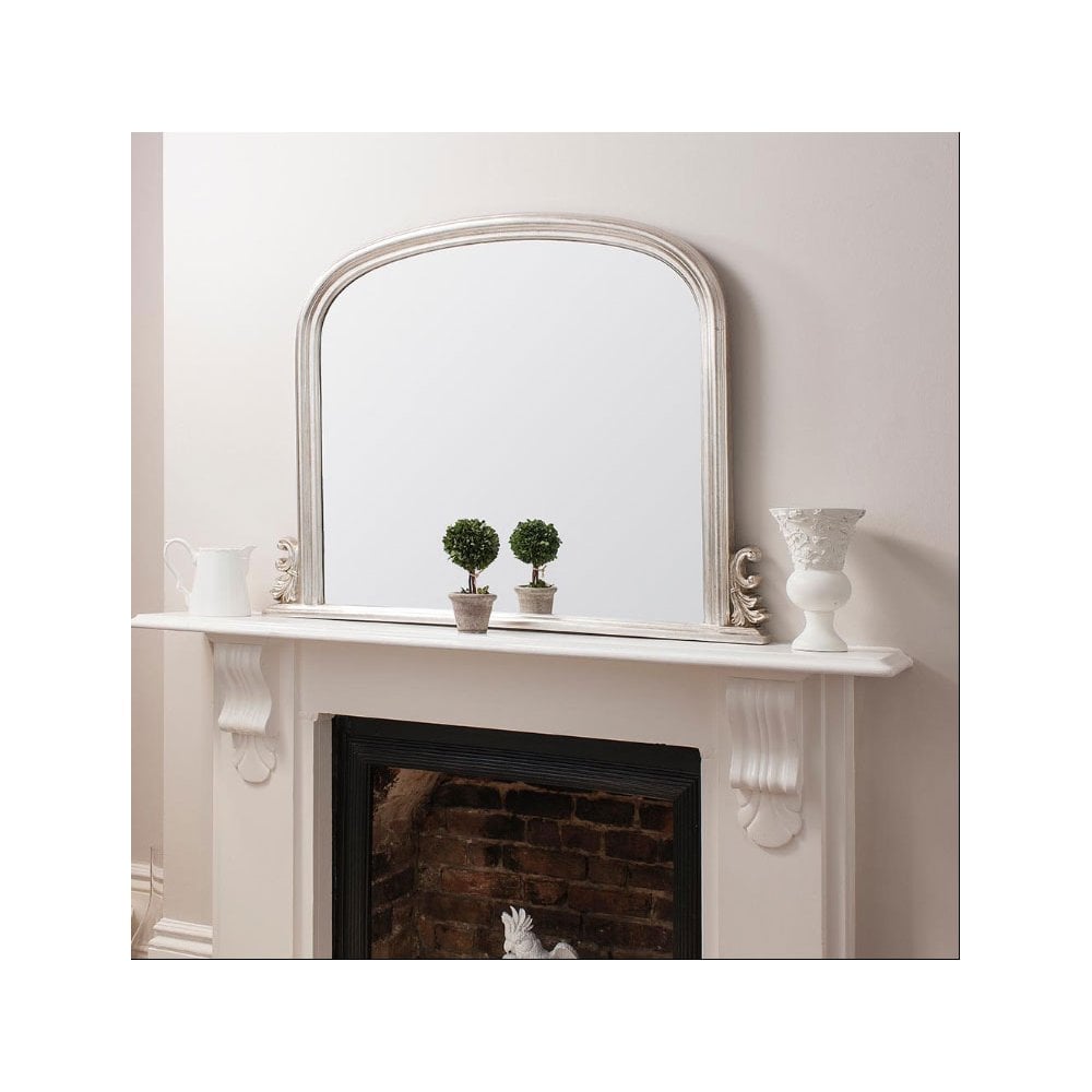 Pangbourne Silver Leaf Arch Framed Over Mantel Mirror