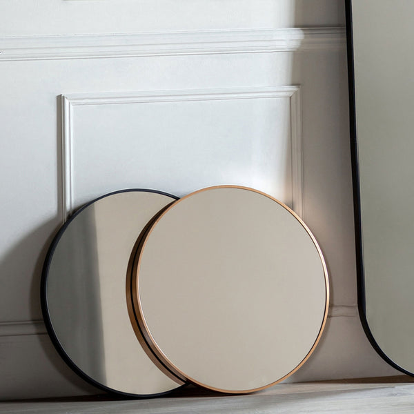 Avington Black Delicate Frame Round Wall Mirror