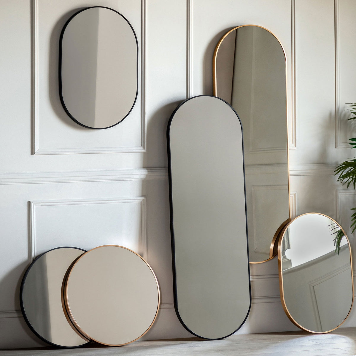 Avington Black Delicate Frame Round Wall Mirror