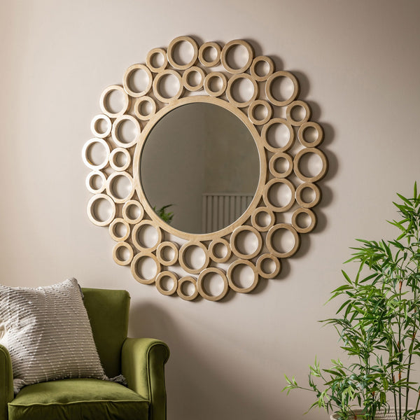 Theale Multi Ring Warm Gold Finished Framework Round Wall Mirror