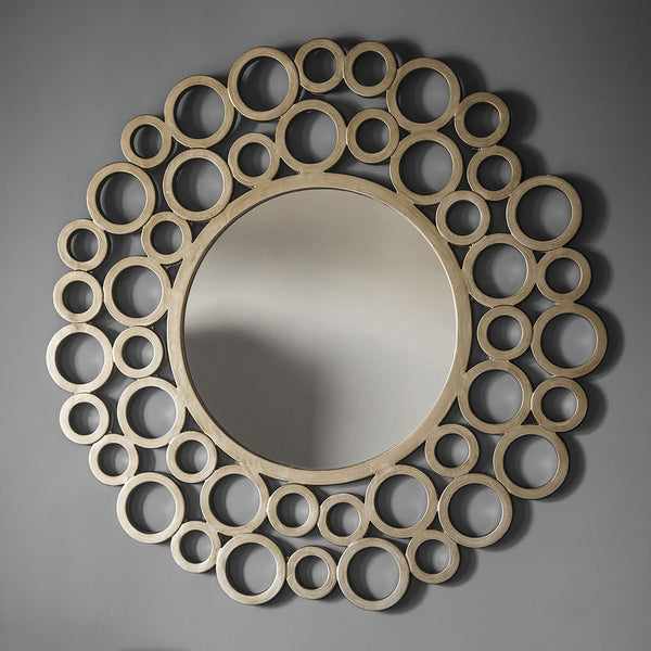 Theale Multi Ring Warm Gold Finished Framework Round Wall Mirror