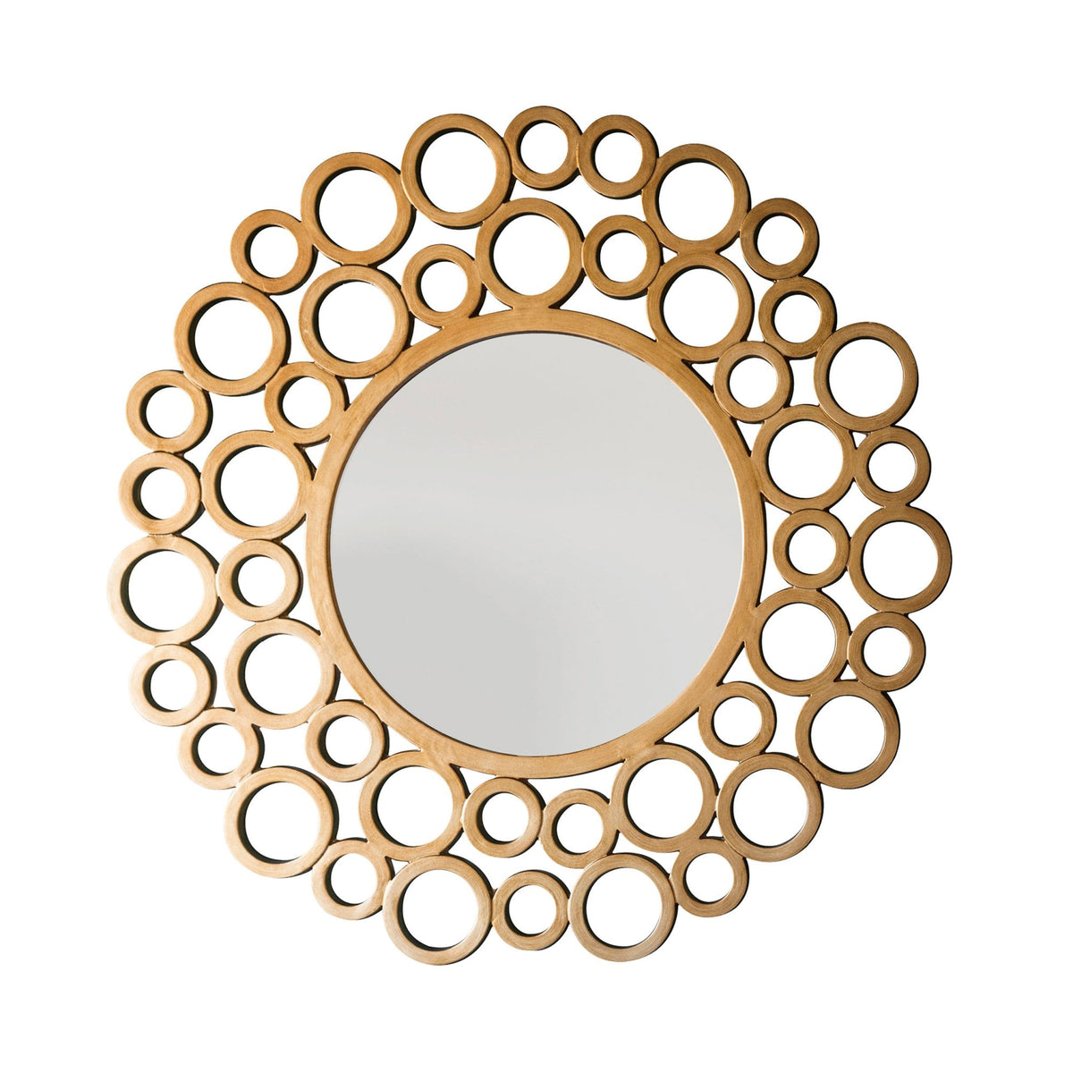 Theale Multi Ring Warm Gold Finished Framework Round Wall Mirror