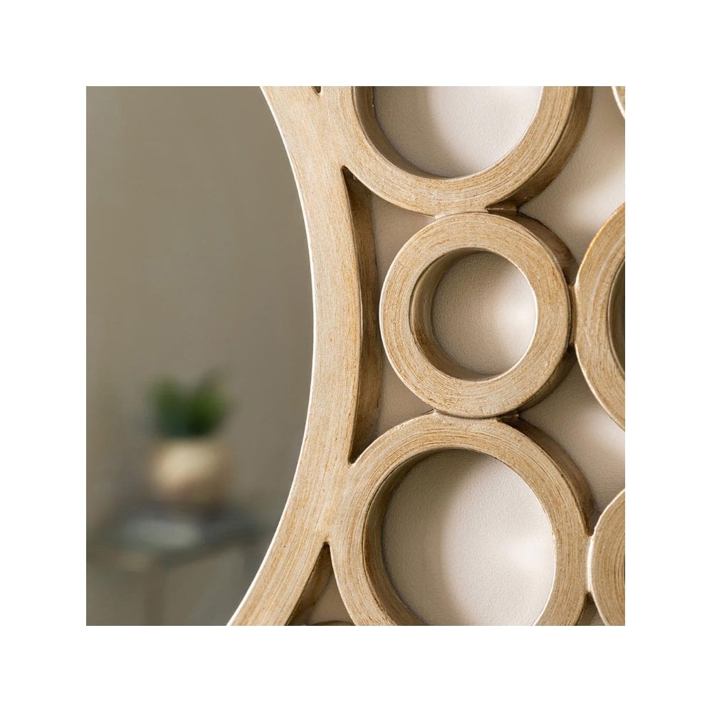 Theale Multi Ring Warm Gold Finished Framework Round Wall Mirror
